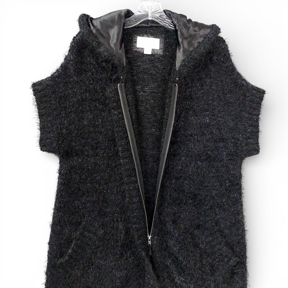 Evy’s Tree The Vanessa Hooded Fuzzy Knit Zip Cardigan M/L Mohair Blend Sweater - Picture 7 of 11